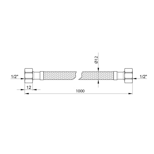Гибкая подводка для подключения воды Kroner KRM-100 1/2"х1/2" ВВ в нейлоновой оплетке покрытой ПВХ (CV023658) - 3
