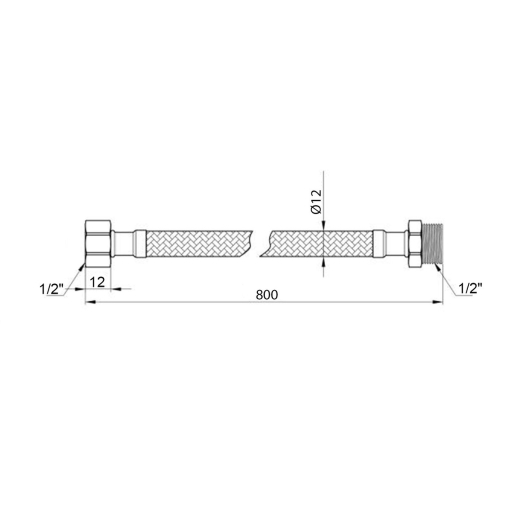 Гибкая подводка для подключения воды Kroner KRP-80 1/2"х1/2" ВН в оплетке из нержавеющей стали (CV023699) - 3