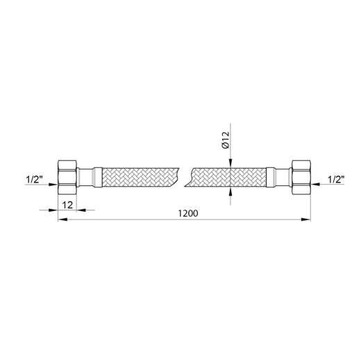 Гибкая подводка для подключения воды Kroner KRP-120 1/2"х1/2" ВВ в оплетке из нержавеющей стали (CV023711) - 3