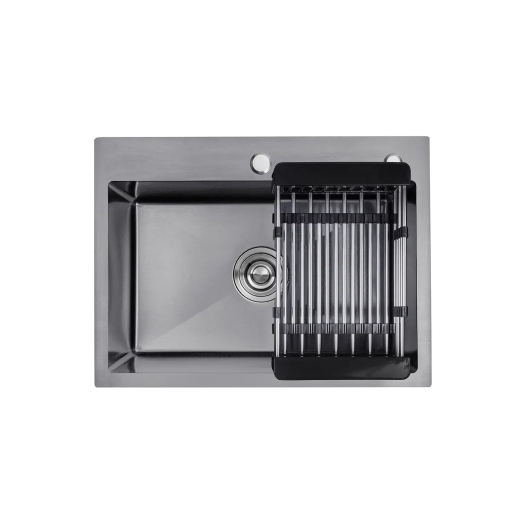 Кухонна мийка з нержавіючої сталі Kroner KRP PVD Schwarze-5843HM (CV022794) - 3