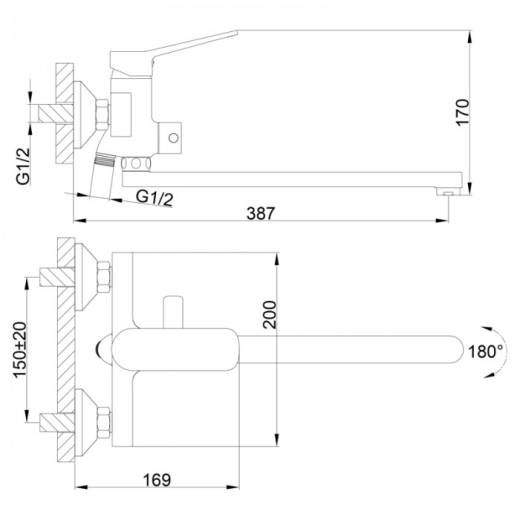 Смеситель для ванны Frap F2262 - 2