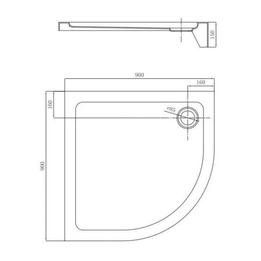 Душовий піддон Primera Frame STQ2090 276023 90х90х13,5 см чверть кола - 2