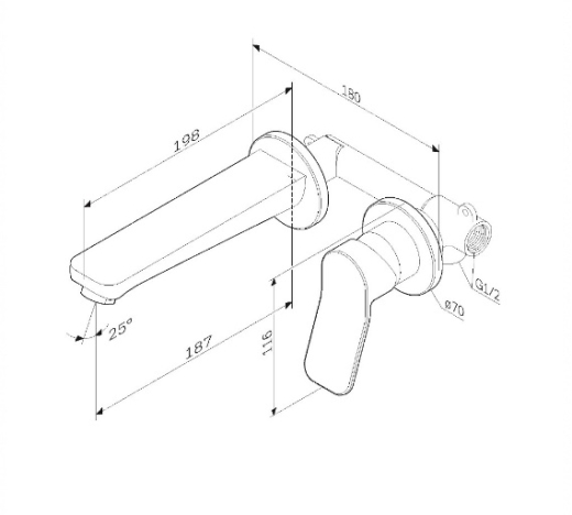 Змішувач для раковини AM.PM монтується в стіну F85A72600 X-Joy - 6