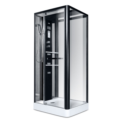 Душовий бокс Miracle NA112-3A 80*100*(150) 215, рама чорна, скло прозоре (455-NA112-3A) - 1