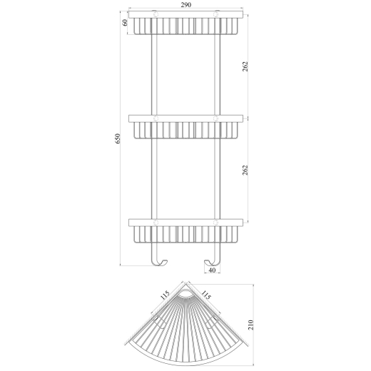 Полка TOPAZ 4115-3 тройная угловая 9694900304195850 - 3