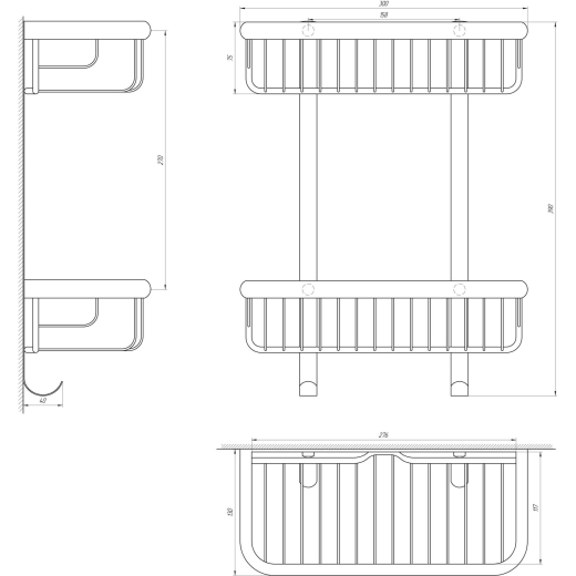 Полка TOPAZ 4102 прямая двойная 9694900304195853 - 3