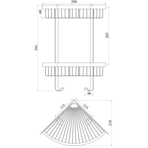 Полка двойная угловая TOPAZ TKB-4115-2-BL 9694900304195937 - 3