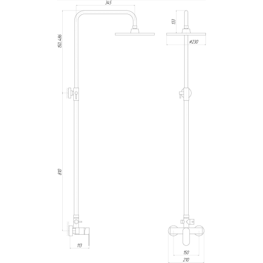 Душевая система TOPAZ BARTS TB 07702-H36 9694900304189703 - 5