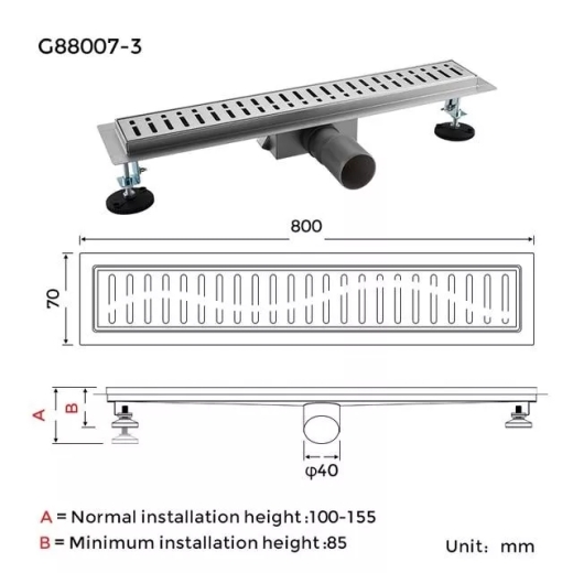 Душовий трап GAPPO G88007-3, 70х800 - 5
