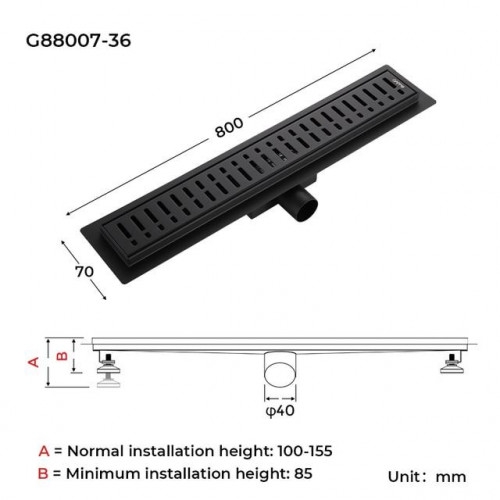 Душовий трап GAPPO G88007-36, 70х800 - 8