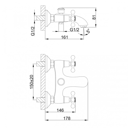 Смеситель для ванны Frap F3019-4 - 5