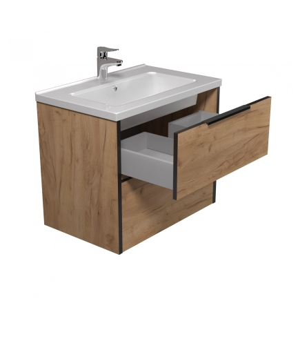 Тумба Мойдодир Line Craft 70 з умивальником Rodeo 70 дуб крафт/чорна - 5