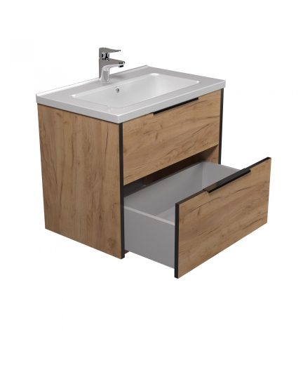 Тумба Мойдодир Line Craft 70 з умивальником Rodeo 70 дуб крафт/чорна - 6