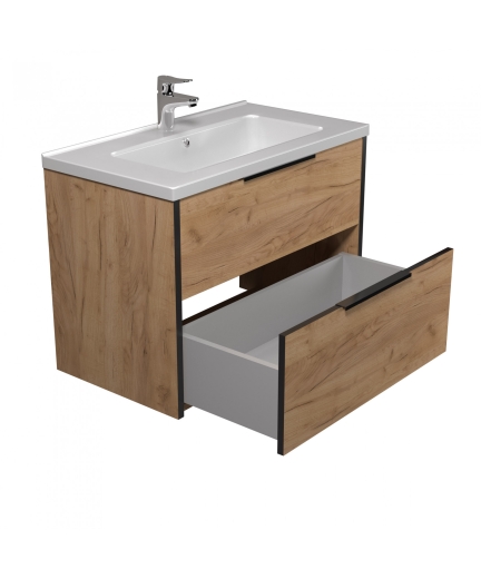 Тумба Мойдодир Line Craft 80 з умивальником Rodeo 80 дуб крафт/чорна - 6