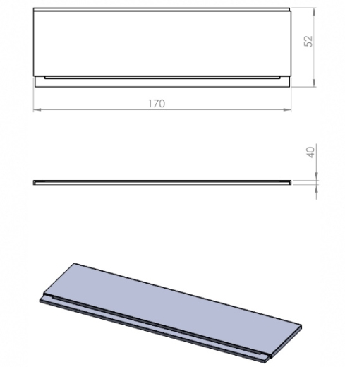 Панель фронтальна для ванни Damixa 47WA-170-070W-P Apollo - 2