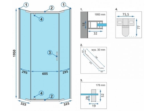 Душова кабіна REA AXIN 90x90 Хром РЕА-K8779 - 3