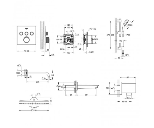 Душова система Grohe QUICKFIX SMARTCONTROL UA202801C3 - 7