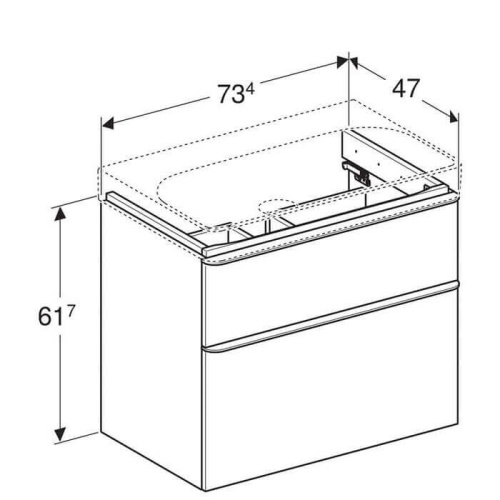 Тумба без умывальника Geberit Smyle Square 734х470х617мм 500.353.00.1 - 2