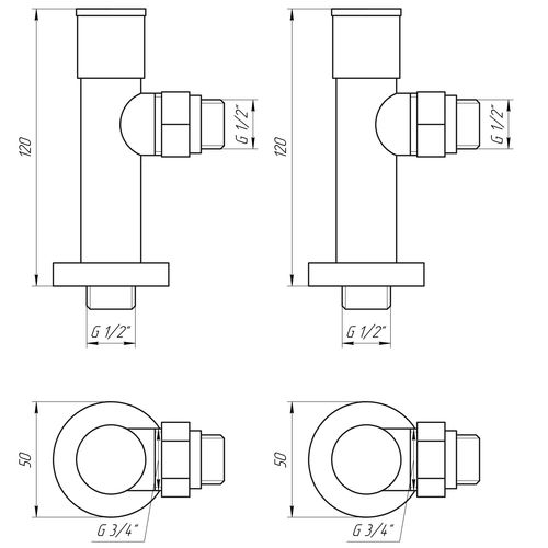 Кран вентильний Solomone Lux кутовий з американкою 1/2" 7777 (2шт.) 9694900304194913 - 2