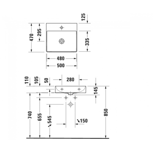 Умивальник Duravit DuraSquare 500х470мм 2353500041 - 2