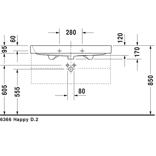 Умывальник Duravit Happy D.2 100х50,5см 2318100000 - 3