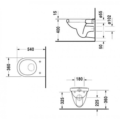 Унитаз подвесной Duravit Happy D 360x540 мм 0171090000 - 2