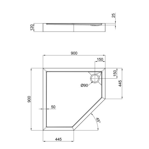 Душовий піддон Qtap Diamond 90x90x12 см DIAMOND309912 - 2