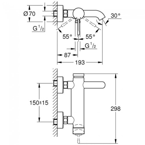 Змішувач для ванної Grohe Essence 33624GL1 - 2