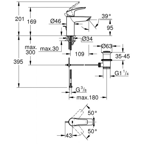 Смеситель для умывальника Grohe Eurosmart 33265003 - 2