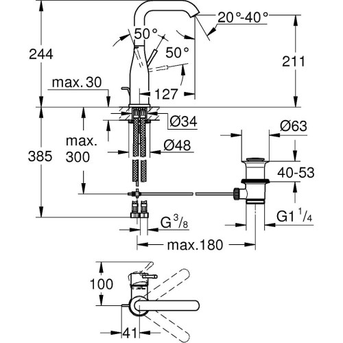 Смеситель для умывальника Grohe Essence 32628GL1 - 2