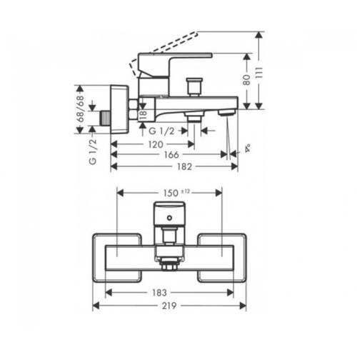 Смеситель для ванной Hansgrohe Vernis Shape 71450670 - 2