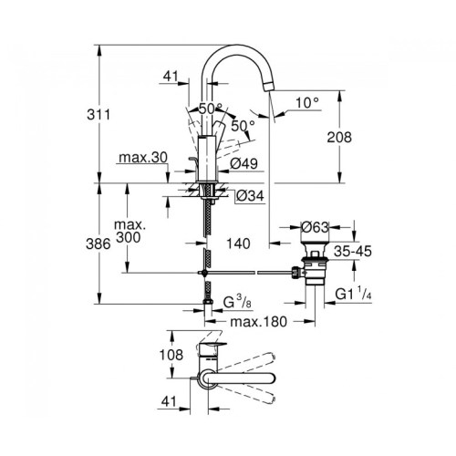 Смеситель для умывальника Grohe BauEdge 23760001 - 2