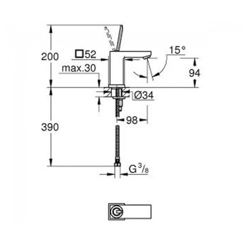 Змішувач для умивальника Grohe Eurocube Joy 23656000 - 2