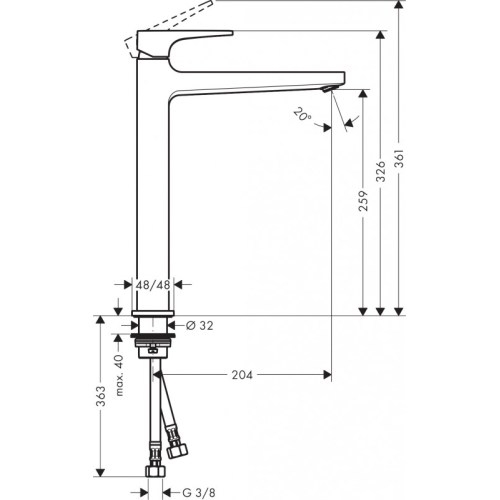 Смеситель для умывальника Hansgrohe Metropol 32512700 - 2