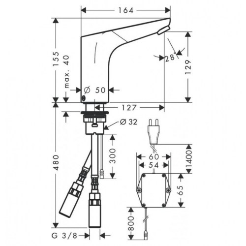 Змішувач для умивальника сенсорный Hansgrohe Focus 31174000 - 2