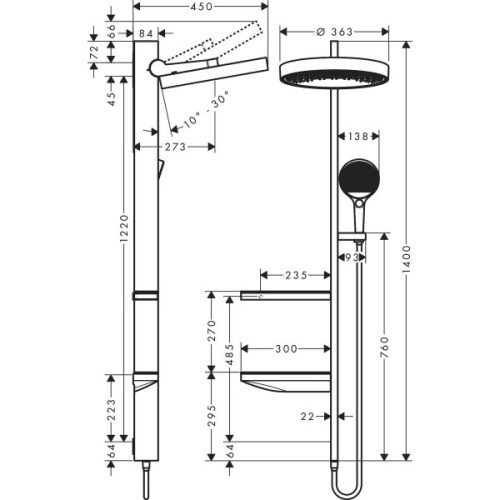 Душевой набор Hansgrohe Rainfinity Showerpipe 26842700 - 2