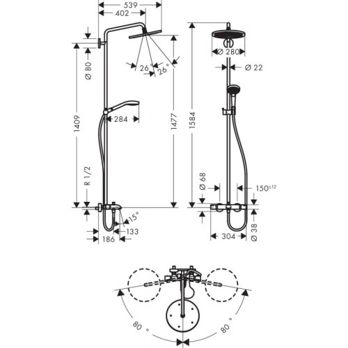 Душова система Hansgrohe Croma Select 26792000 - 2