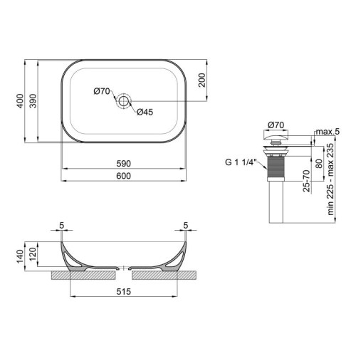 Умивальник Qtap Robin 610x400x145 White QT13112143PW - 2