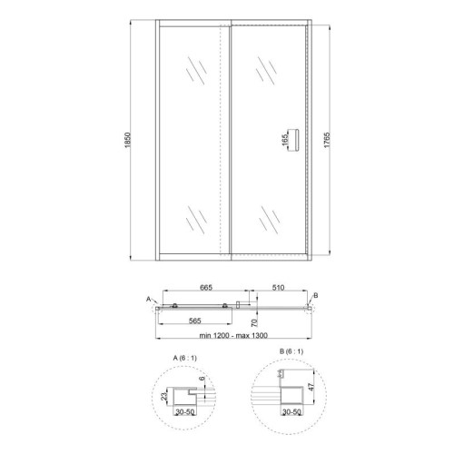 Душові двері Qtap Aurus 120-130x200 см TAUCRM201213C6 - 2