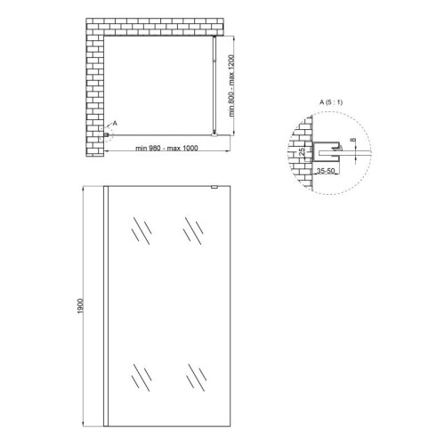Душовий куточок Qtap Walk-In Standard 100х190 см STDCRM201C8 - 2