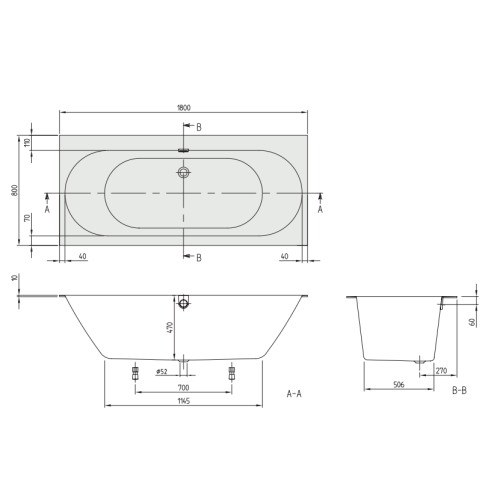 Ванна кварилова Villeroy & Boch Oberon UBQ180OBR2DV-01 - 2