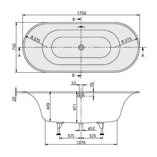 Ванна кварилова Villeroy & Boch Cetus 175x75 UBQ175CEU7V-01 - 2