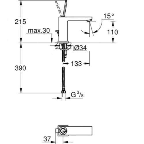 Змішувач для умивальника Grohe Eurocube Joy 23658000 - 2