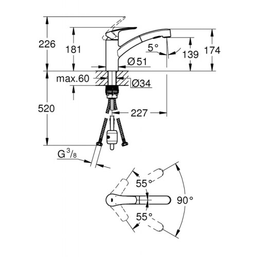 Змішувач для кухні Grohe Eurosmart New 30305001 - 2