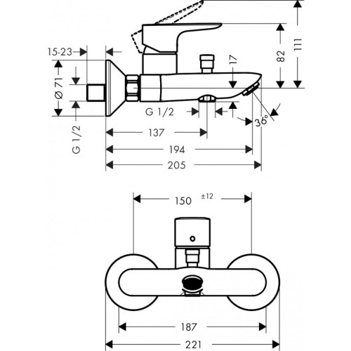 Смеситель для ванной Hansgrohe Talis E 71740700 - 2