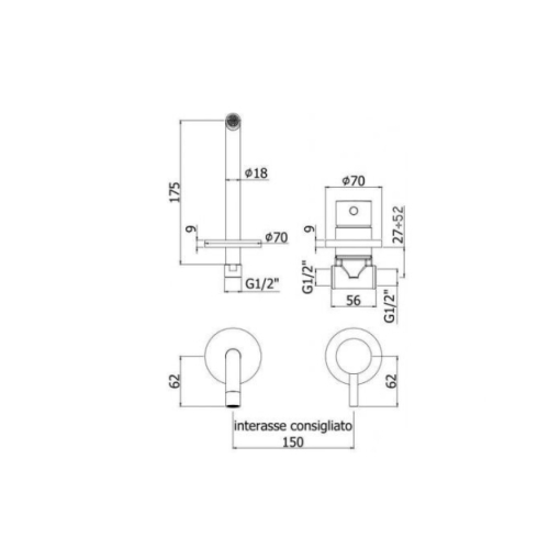 Смеситель для умывальника Paffoni Light LIG 006 BO 70 - 2