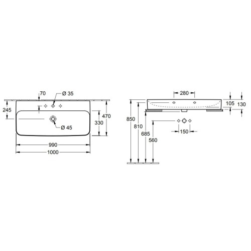 Умивальник Villeroy&Boch Finion 100x47см 41681HR1 - 2