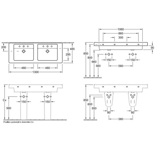Умивальник Villeroy&Boch Architectura 130x48,5 см 61311301 - 2