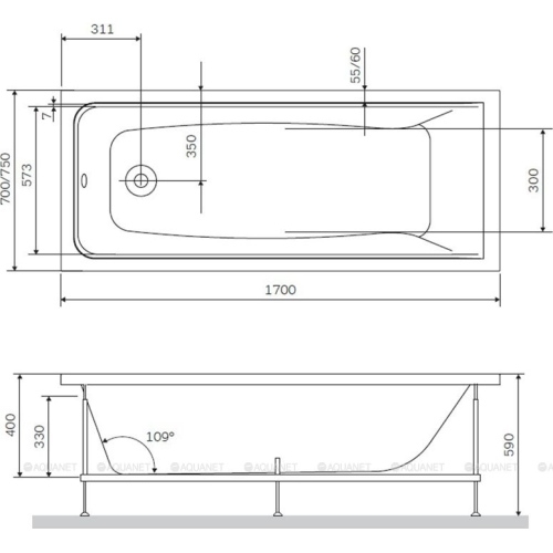 Акриловая ванна AM.PM Gem W90A-170-070W-A - 2