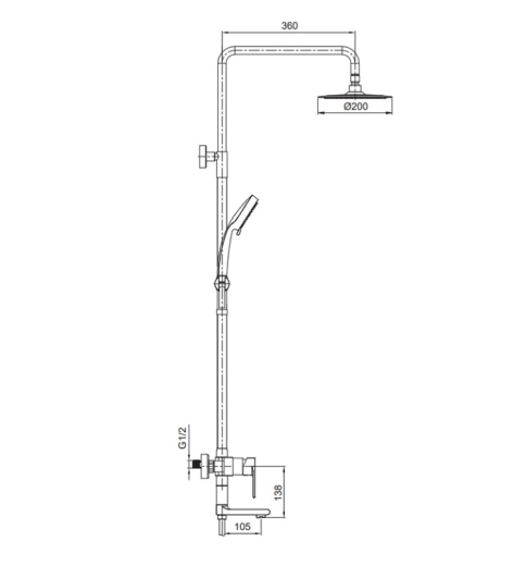 Душова система Koer KI-56015-02 нерж (KR4784) - 10
